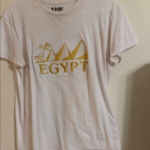 White T-Shirt with Gold Egypt Design